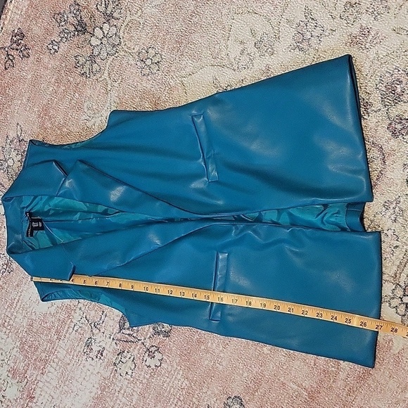 Sincerely Jules Turquoise Vegan Leather Long Line Open Front Vest - Size S - Picture 8 of 9